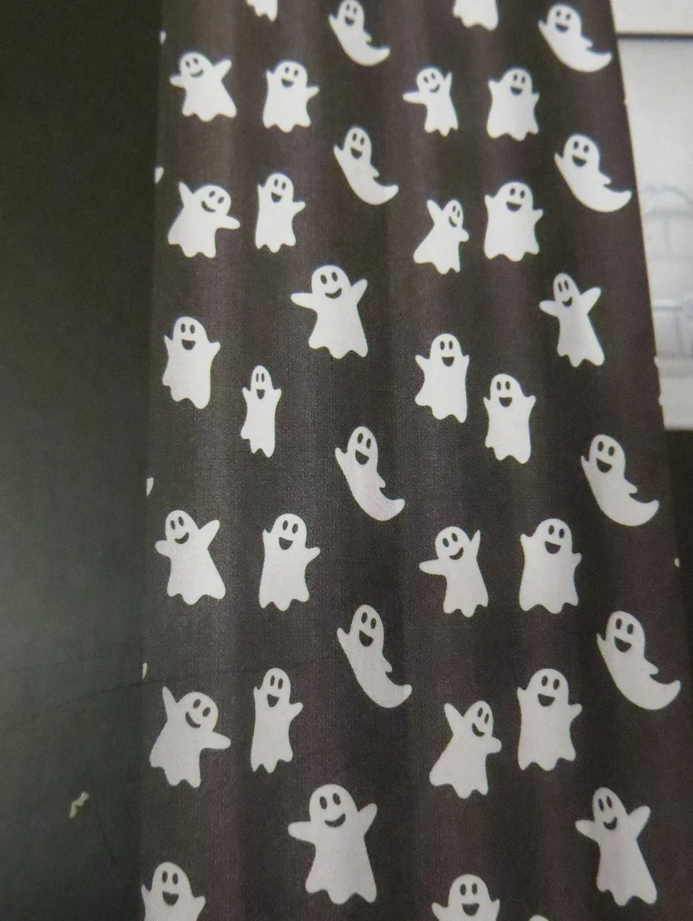 Halloween Ghost Cute Spooky Shower Curtain Set 71x72 Black & White w/ Hooks New